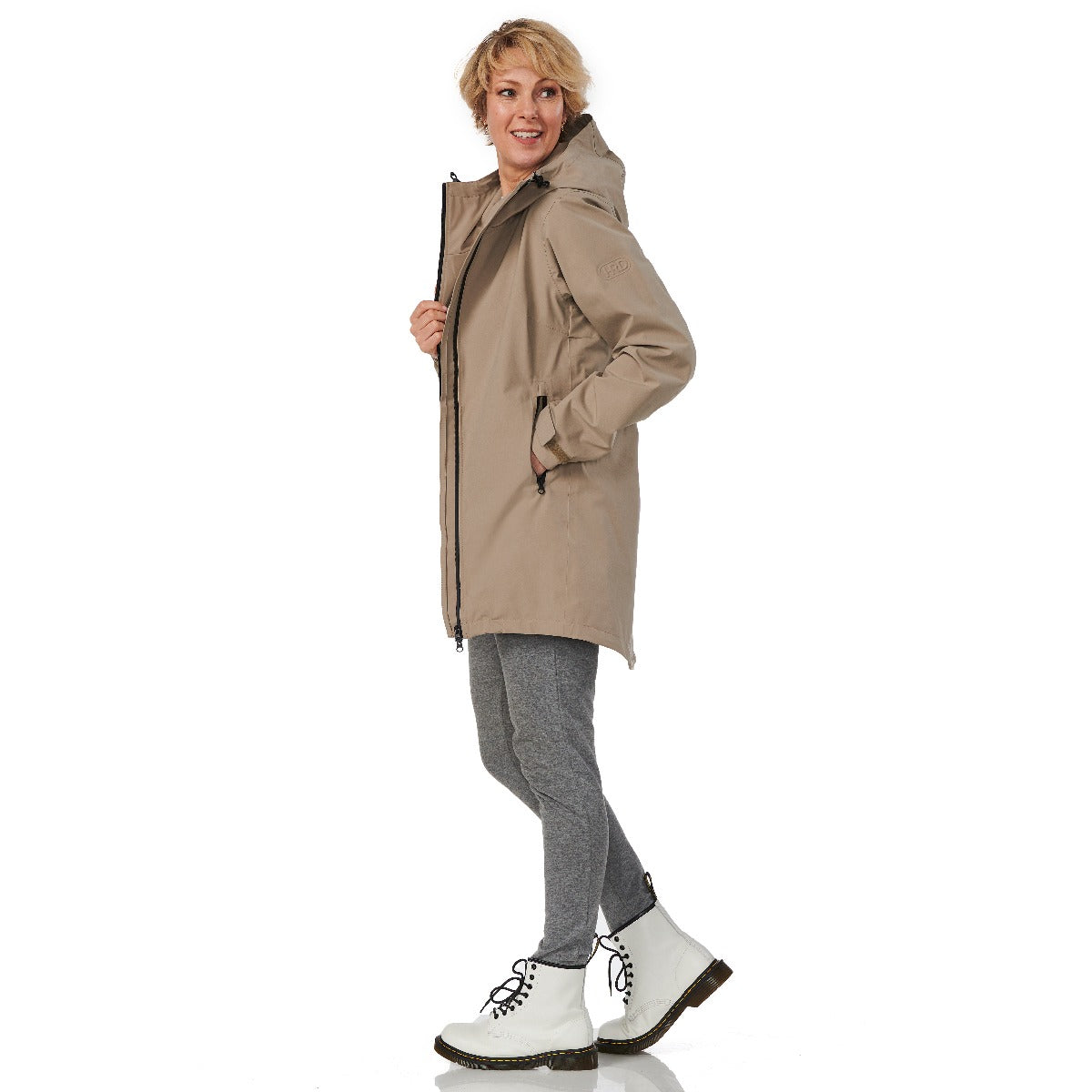 HappyRainyDays-Regenparka-Dames-Beige-modelzij