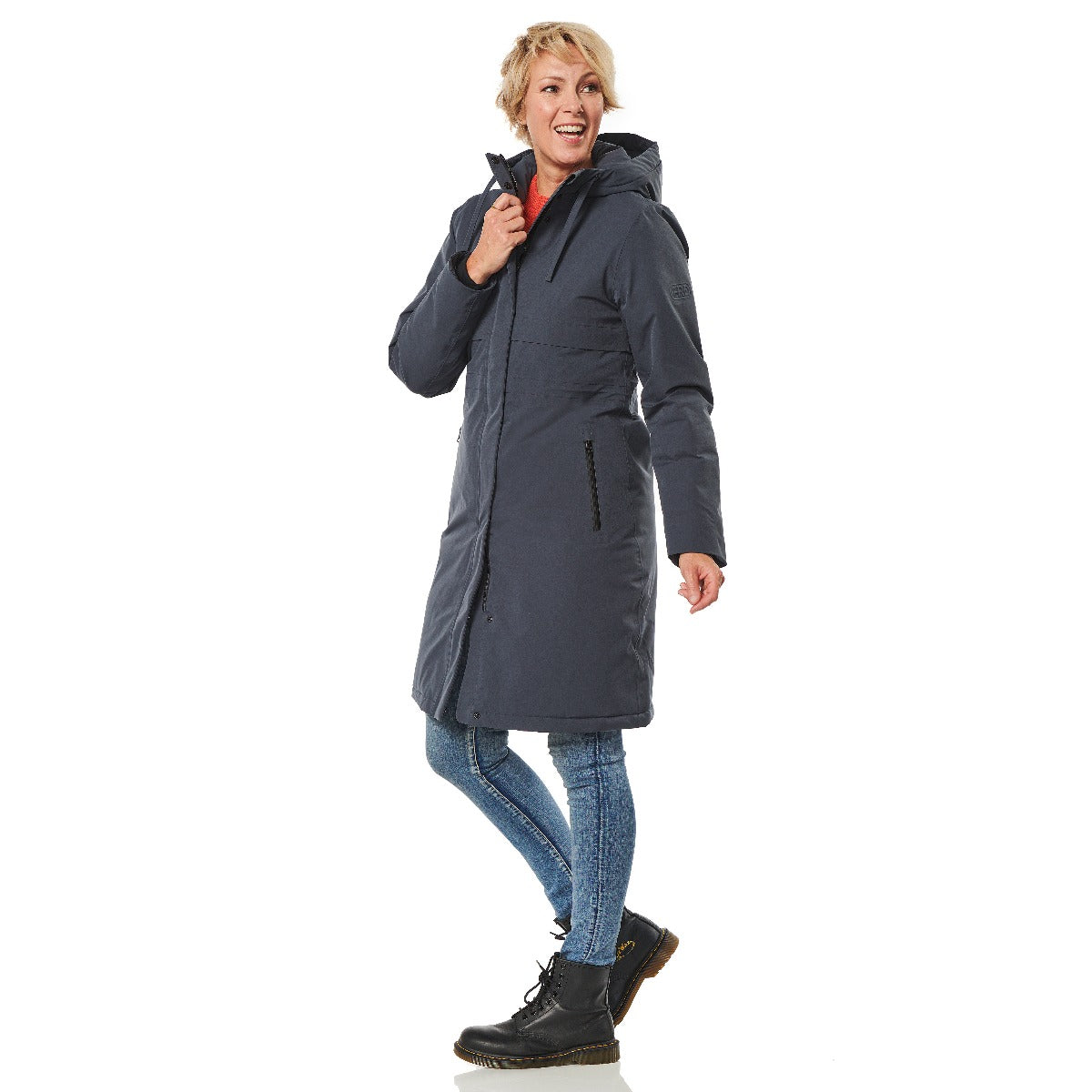 HappyRainyDays-Winterjas-Dames-Windsor-staalblauw-modelzijdicht