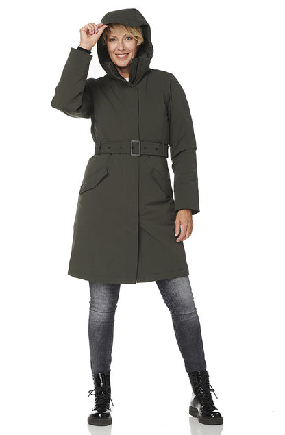 HappyRainyDays-Winterparka-Dames-Calgary-Groen-modelcapuchon