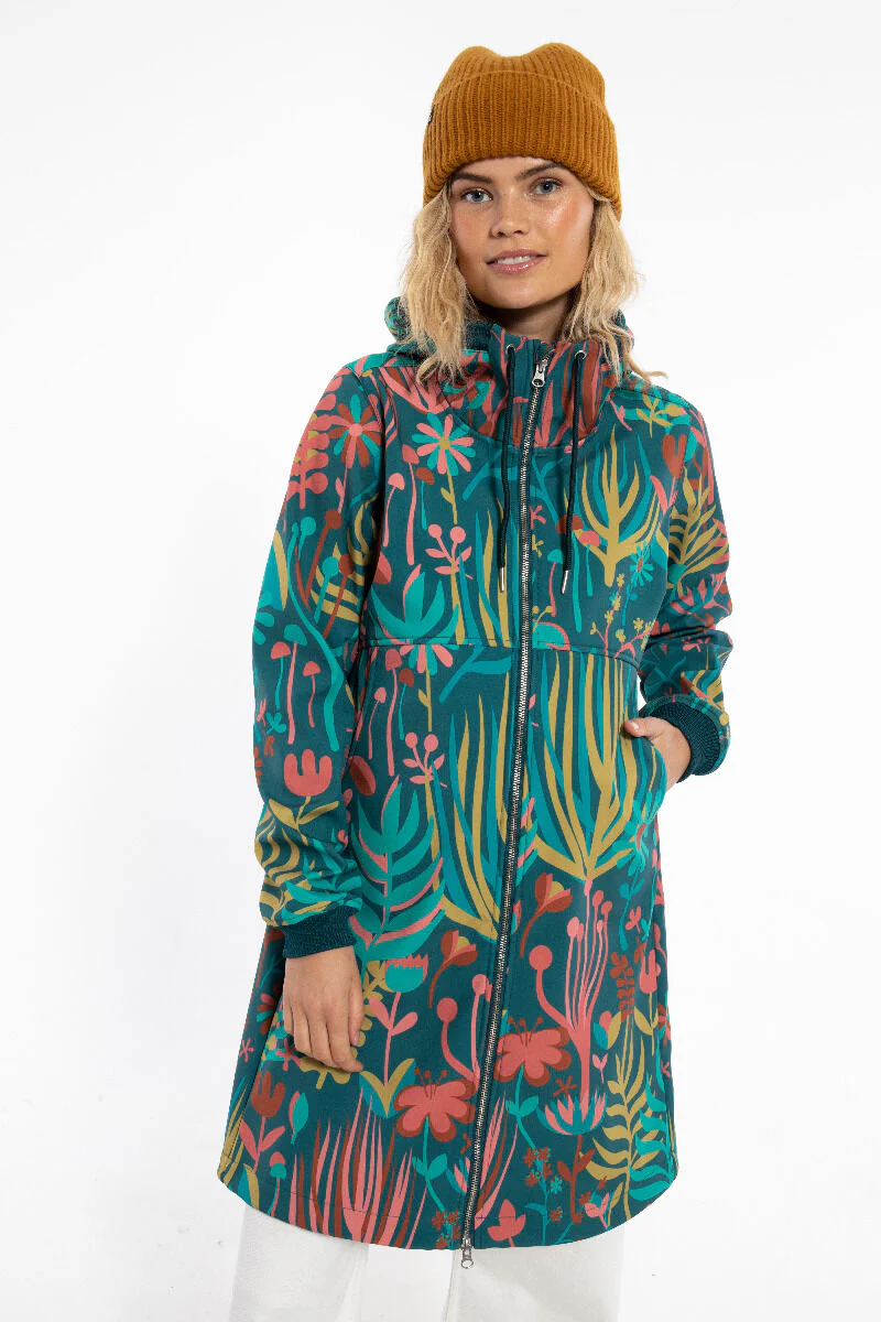 Danefae Softshell-Regenmantel Damen Daneline Walkabout Blue Green Print 