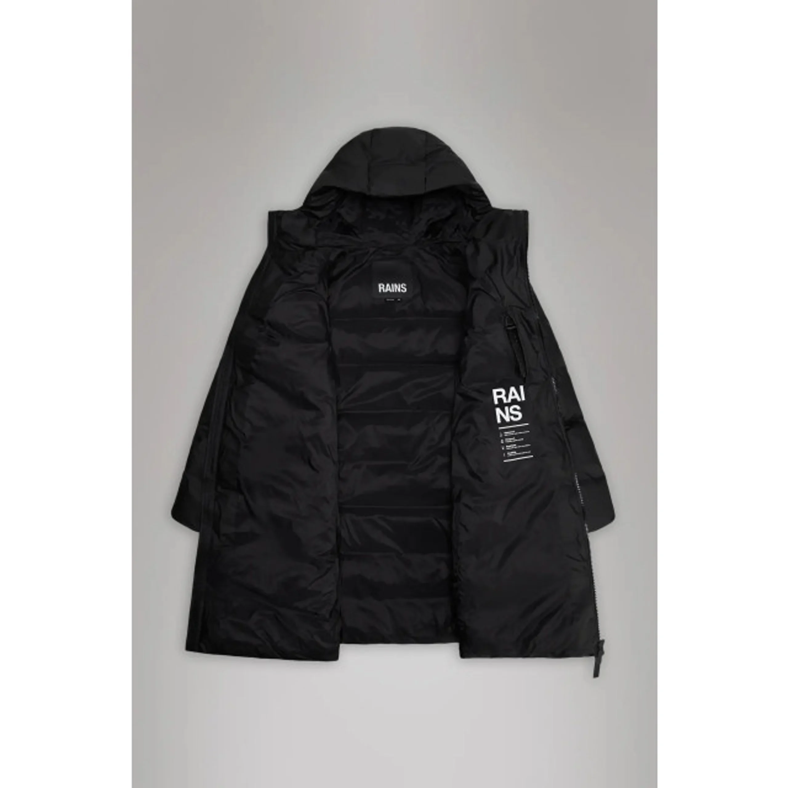 RAINS Alta Long Puffer Black