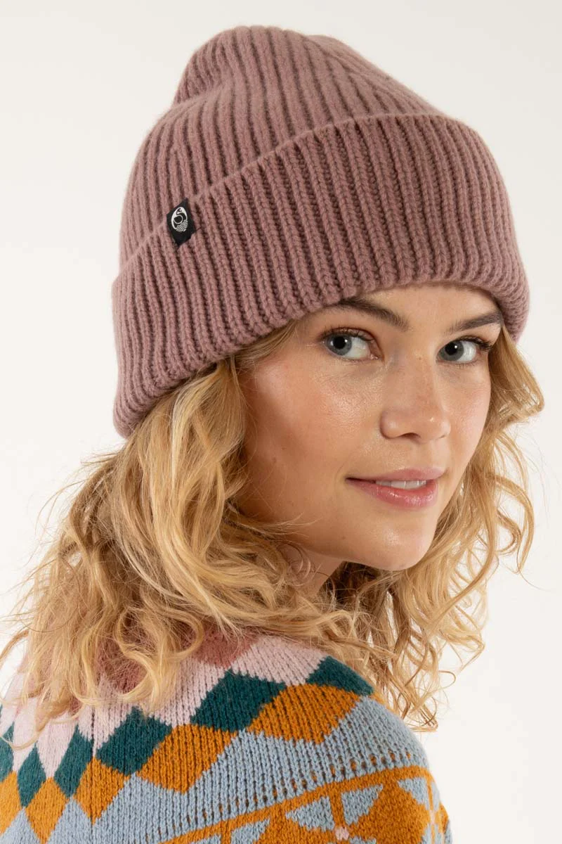 Danefea Danewarm Thoughts Merino Beanie Dunkelrose Beige