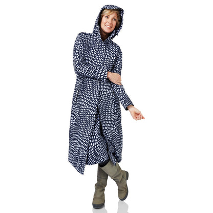 HAPPY RAINY DAYS EXTRA LONG RAINCOAT MONTREAL BLUE WHITE DOT