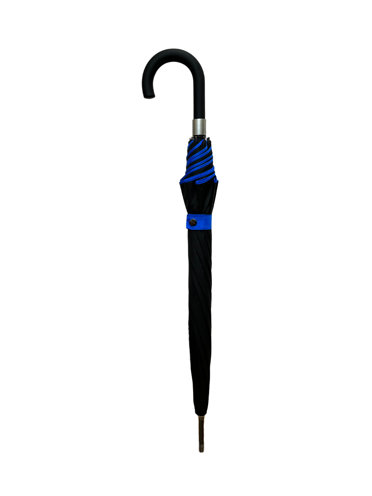 Smati lange paraplu met dubbele doek zwart blauw gesloten