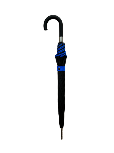 Smati lange paraplu met dubbele doek zwart blauw gesloten
