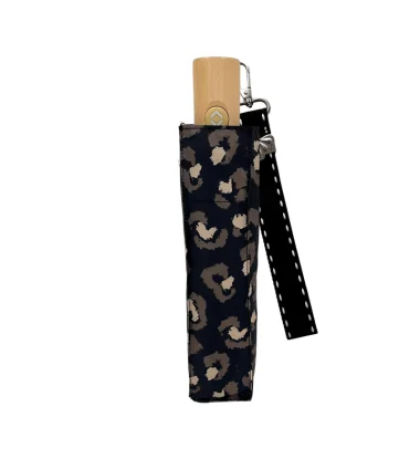 Smati compacte paraplu Leopard Noir met zwarte polsband